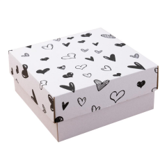 25x25x9 cm Beyaz Kapaklı Kutu,E Ticaret Kargo Kutusu kalp