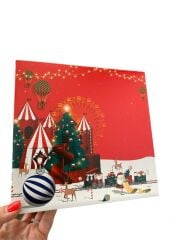 20x20x9 cm Kapaklı Kargo Kutusu ,Hediye Kutusu yılbaşı desen (kırmızı alt taban) - 25