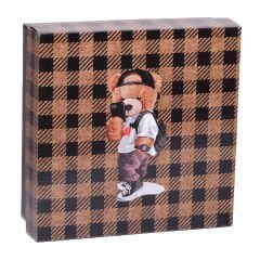 25x25x9 cm Kapaklı Hediye Kutusu kırmızı yılbaşı desen - 50