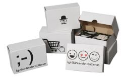 17x12,5x5,5 cm E Ticaret Karton Kargo Kutusu beyaz - emoji