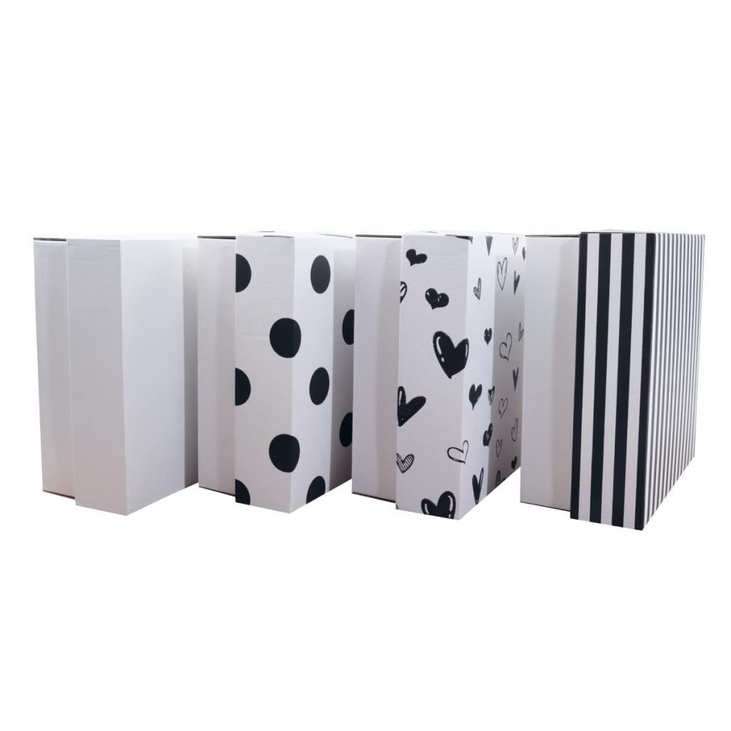 20x20x9 cm Kapaklı Beyaz Kutu,E Ticaret Kargo Kutusu 100 - siyah puantiye