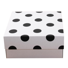 20x20x9 cm Kapaklı Beyaz Kutu,E Ticaret Kargo Kutusu 100 - siyah puantiye