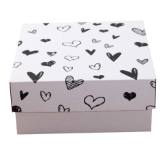 20x20x9 cm Kapaklı Beyaz Kutu,E Ticaret Kargo Kutusu 100 - siyah puantiye
